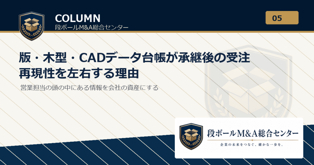 版・木型・CADデータ台帳が承継後の受注再現性を左右する理由｜段ボールM&A総合センター